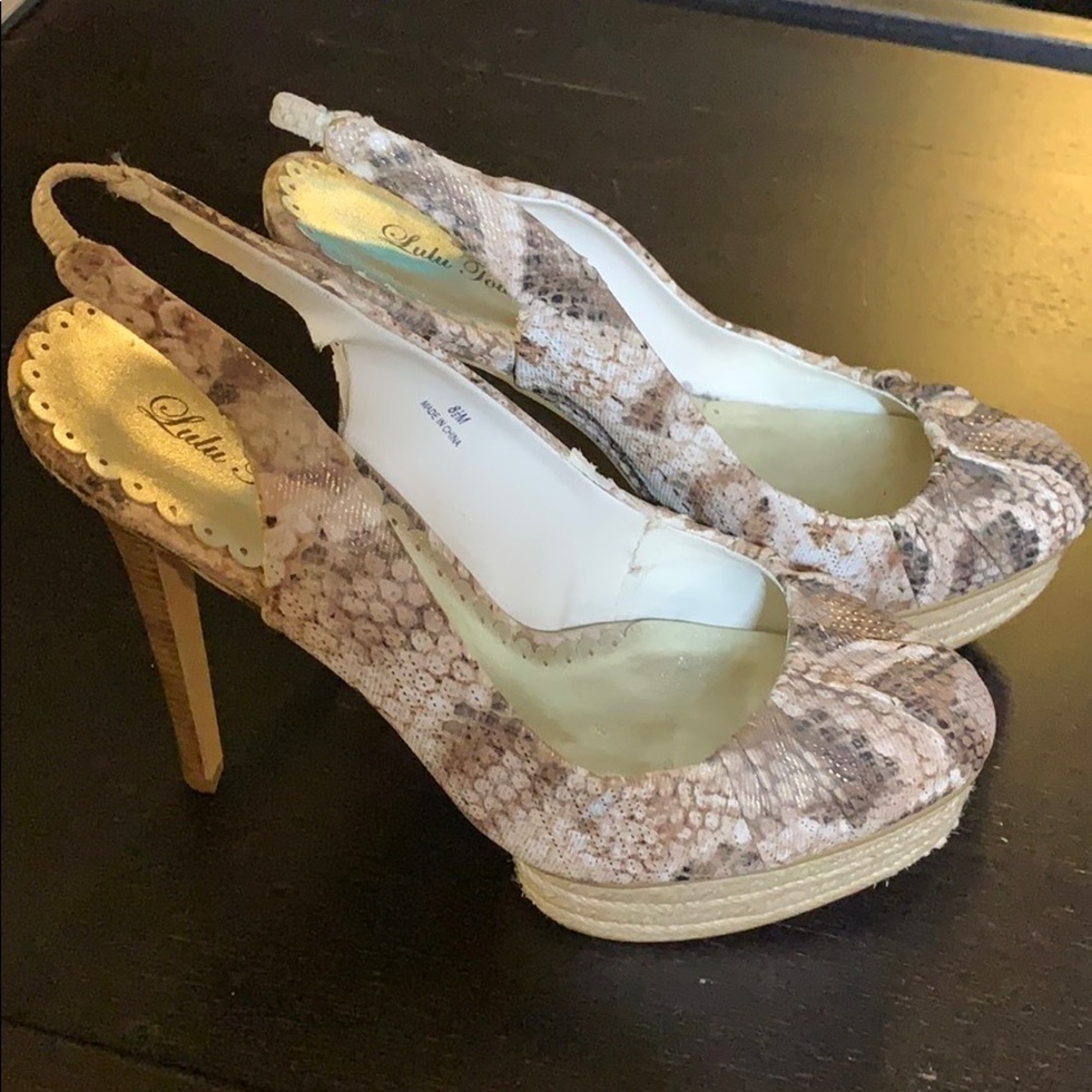 Lulu Townsend platform heels faux skin 8.5